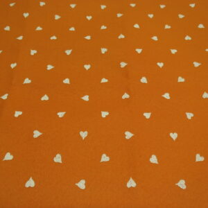 pannolenci arancio con cuori bianchi 45 x 50 cm